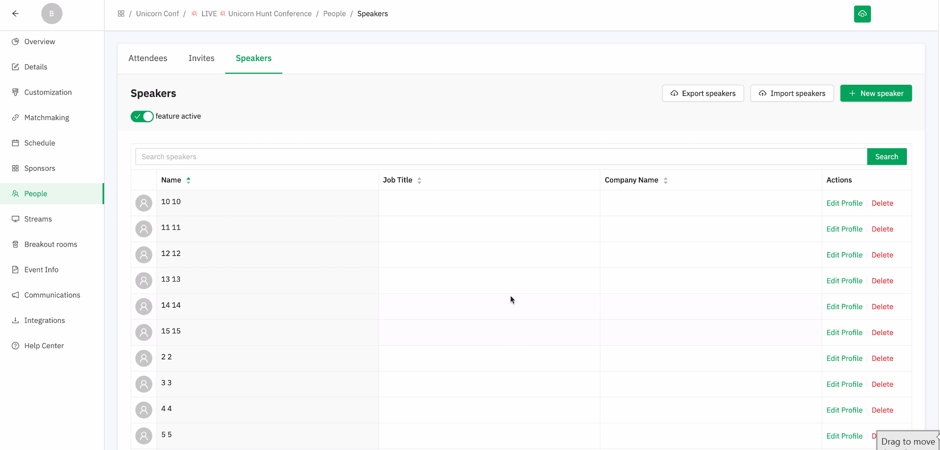 Speakers Add and link speaker profiles to schedule